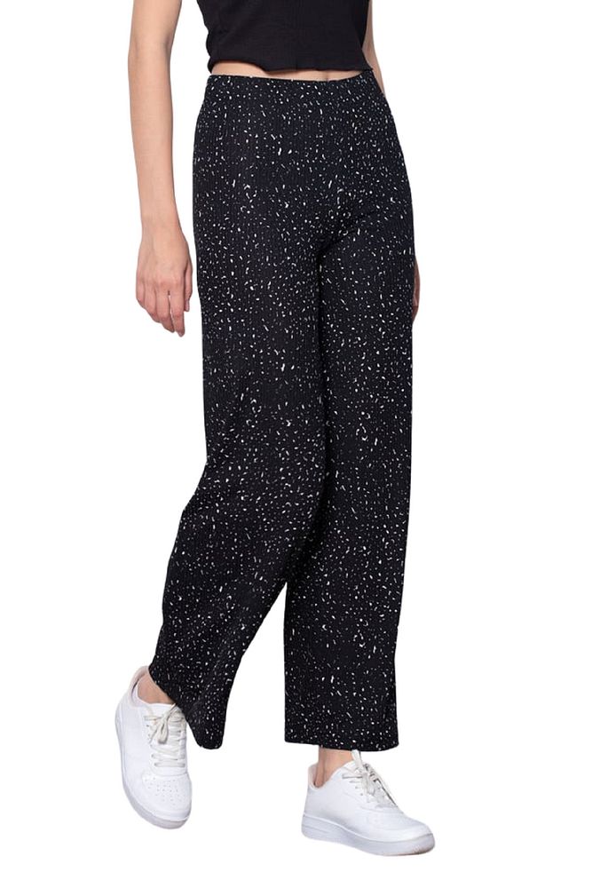Kadın Beli Lastikli Desenli Kaşkorse Bilek Boy Bol Paça Pantolon