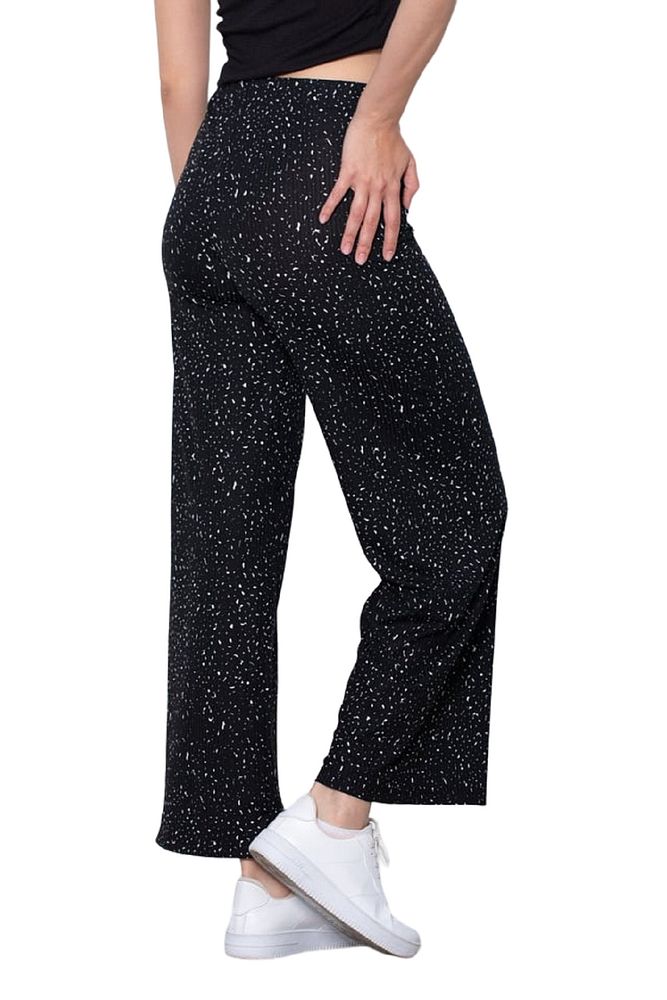 Kadın Beli Lastikli Desenli Kaşkorse Bilek Boy Bol Paça Pantolon
