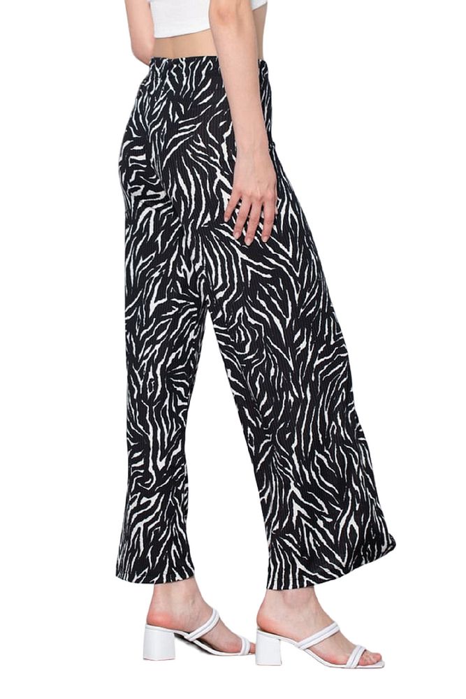 Kadın Beli Lastikli Desenli Kaşkorse Bilek Boy Bol Paça Pantolon