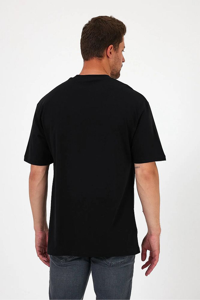 Erkek Bisiklet Yaka Önü Rodi Jeans Kartal Baskılı Oversize T-Shirt