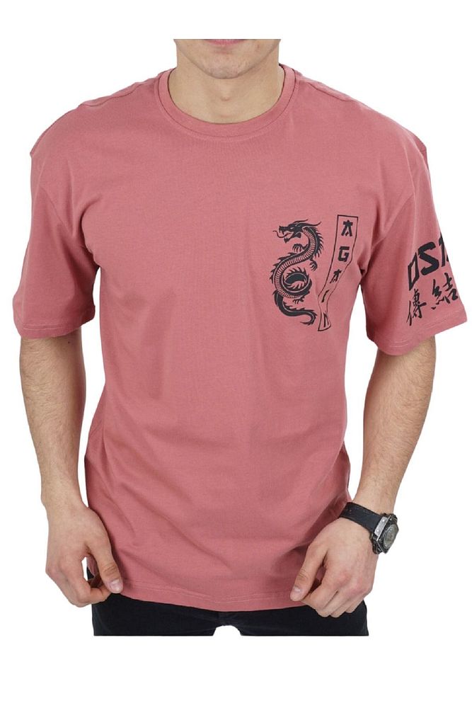 Dynamo Erkek Oversize Bisiklet Yaka Ön Arka Ejderha Baskılı T-shirt