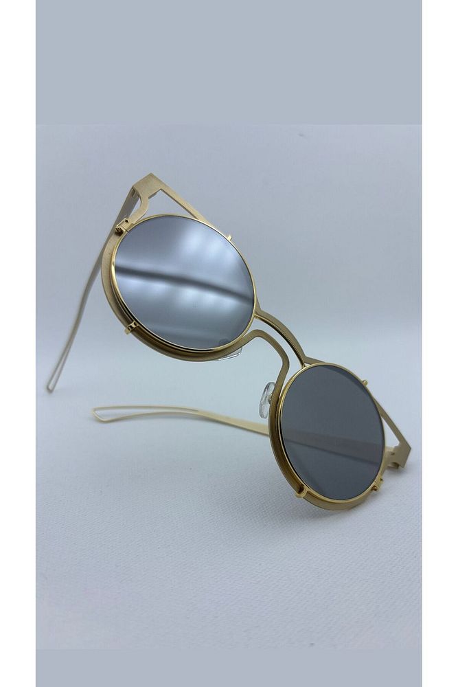 Eyewear gold yuvarlak UV400 güneş gözlüğü La boom odile 001 S2