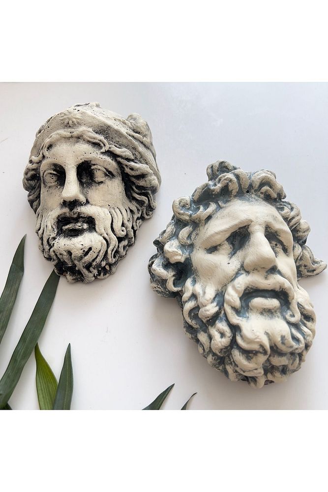 Laocoön'un Efsanesi ve  Atina Kahramanı Eskitme Duvar Heykeli 2'li set, Ev Ofis Duvar Dekoru, Hediye
