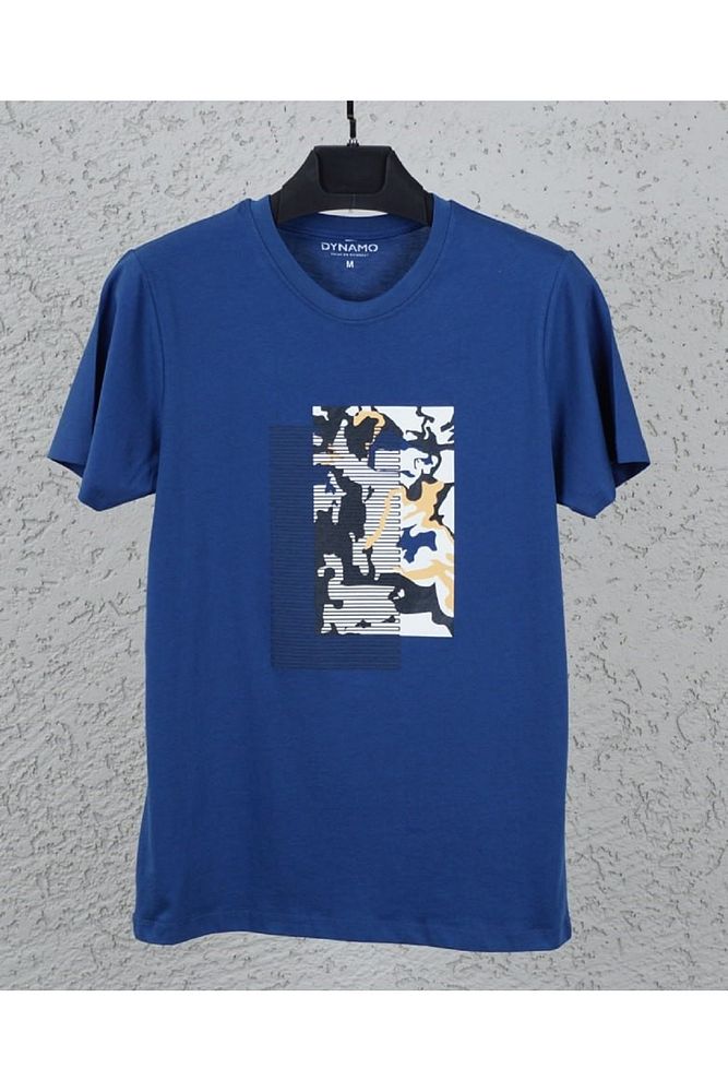 Dynamo Erkek Bisiklet Yaka Önü Baskılı Pamuk Süprem Likralı T-Shirt