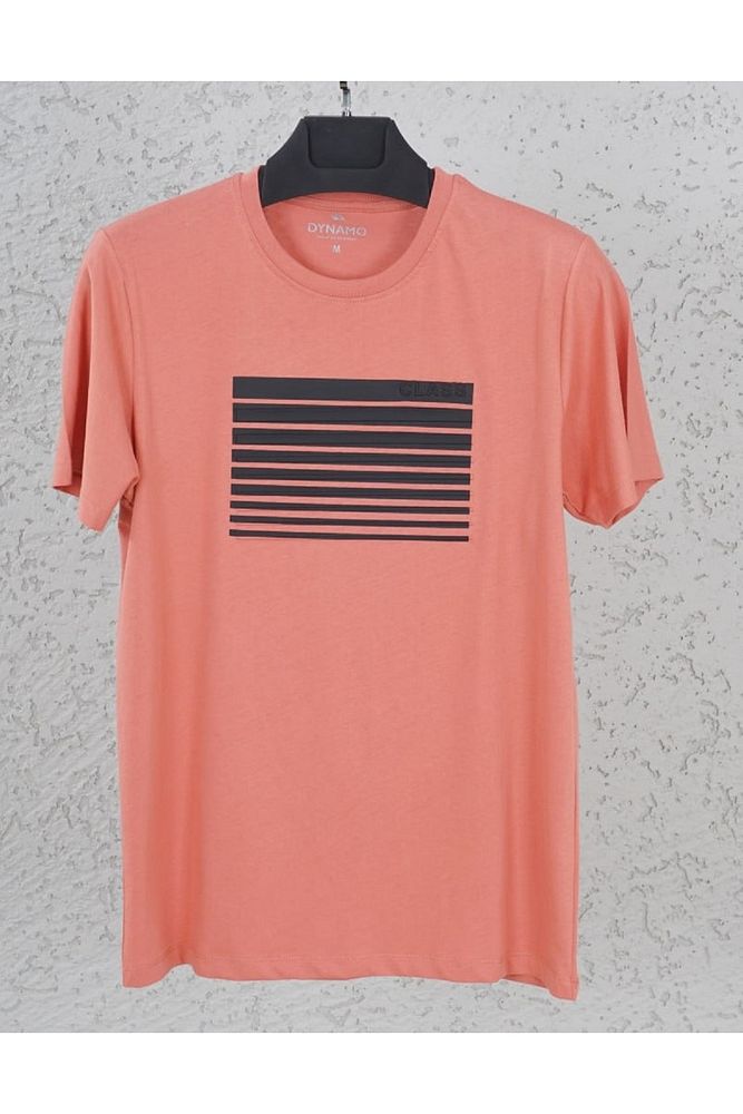 Dynamo Erkek Bisiklet Yaka Önü Baskılı Pamuk Süprem Likralı T-Shirt