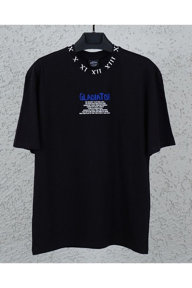 Dynamo Erkek Sıfır Yaka Önü ve Yakası Positive Baskılı Pamuk T-Shirt