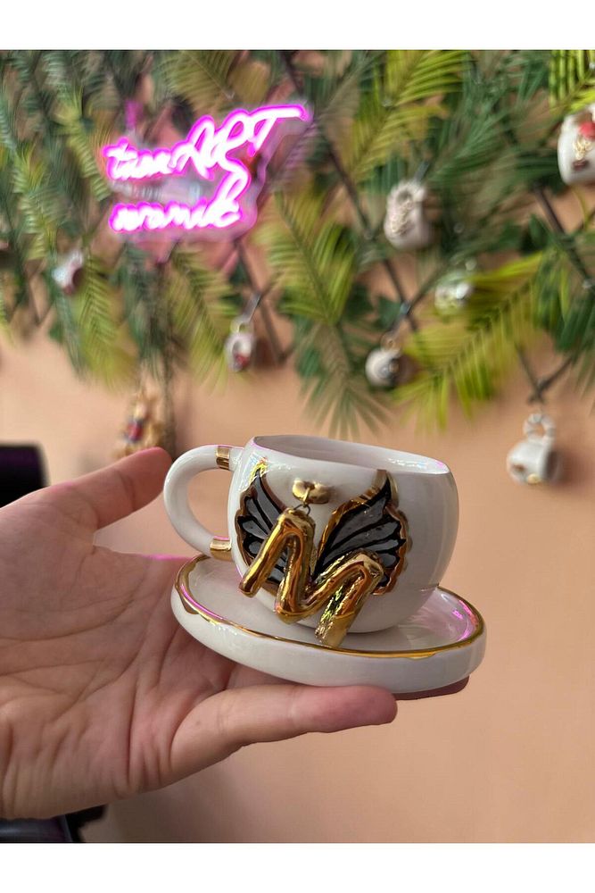 Sallanan Harf Seramik Mug Kupa 24k Altın Kaplama