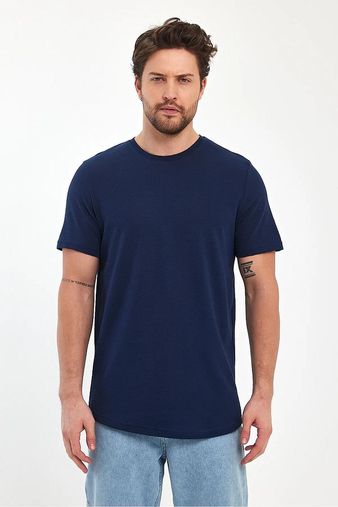 Rodi Jeans Erkek Bisiklet Yaka Rahat Kalıp Ottoman Dokuma Pamuklu T-shirt