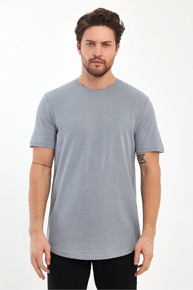 Rodi Jeans Erkek Bisiklet Yaka Rahat Kalıp Ottoman Dokuma Pamuklu T-shirt