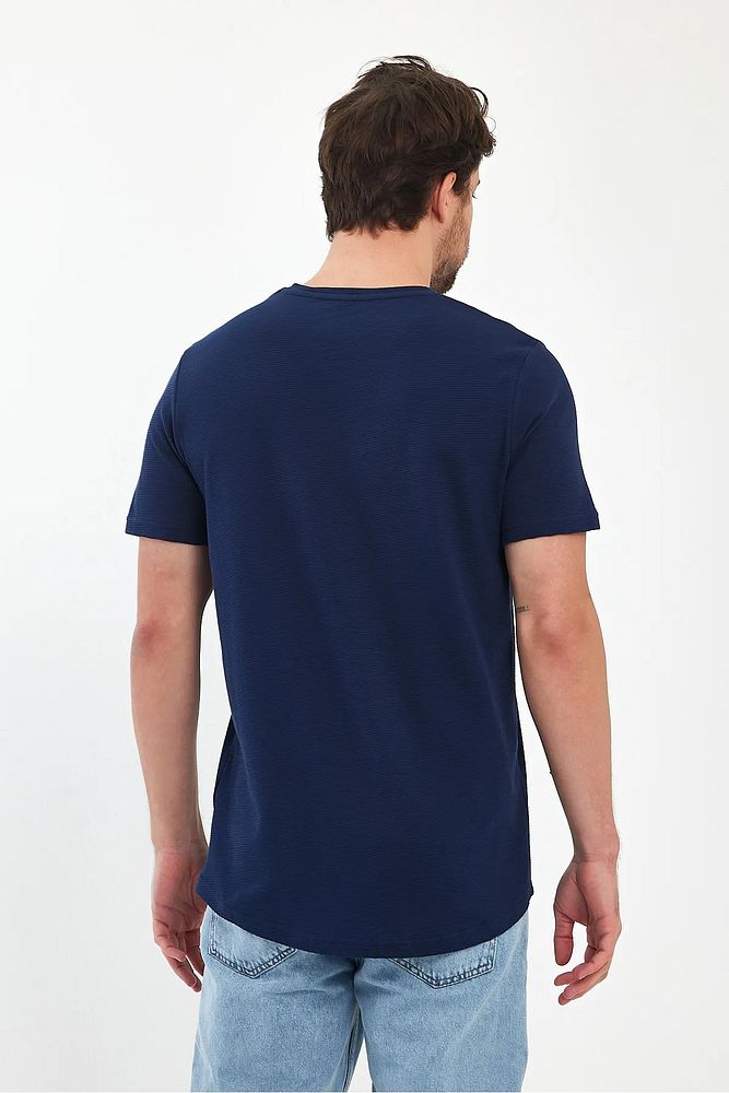Rodi Jeans Erkek Bisiklet Yaka Rahat Kalıp Ottoman Dokuma Pamuklu T-shirt