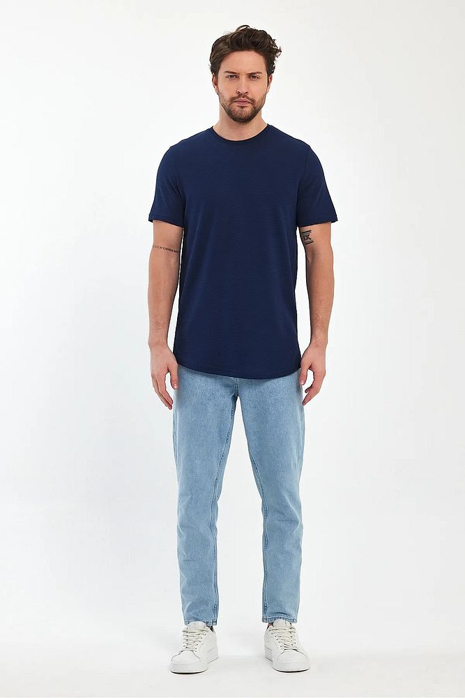 Rodi Jeans Erkek Bisiklet Yaka Rahat Kalıp Ottoman Dokuma Pamuklu T-shirt