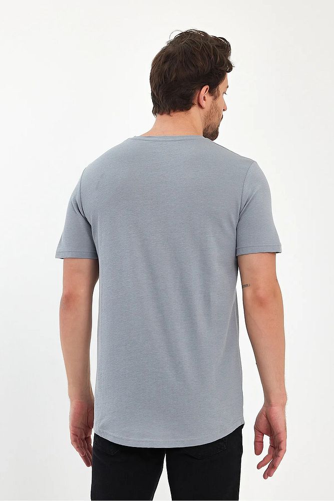 Rodi Jeans Erkek Bisiklet Yaka Rahat Kalıp Ottoman Dokuma Pamuklu T-shirt