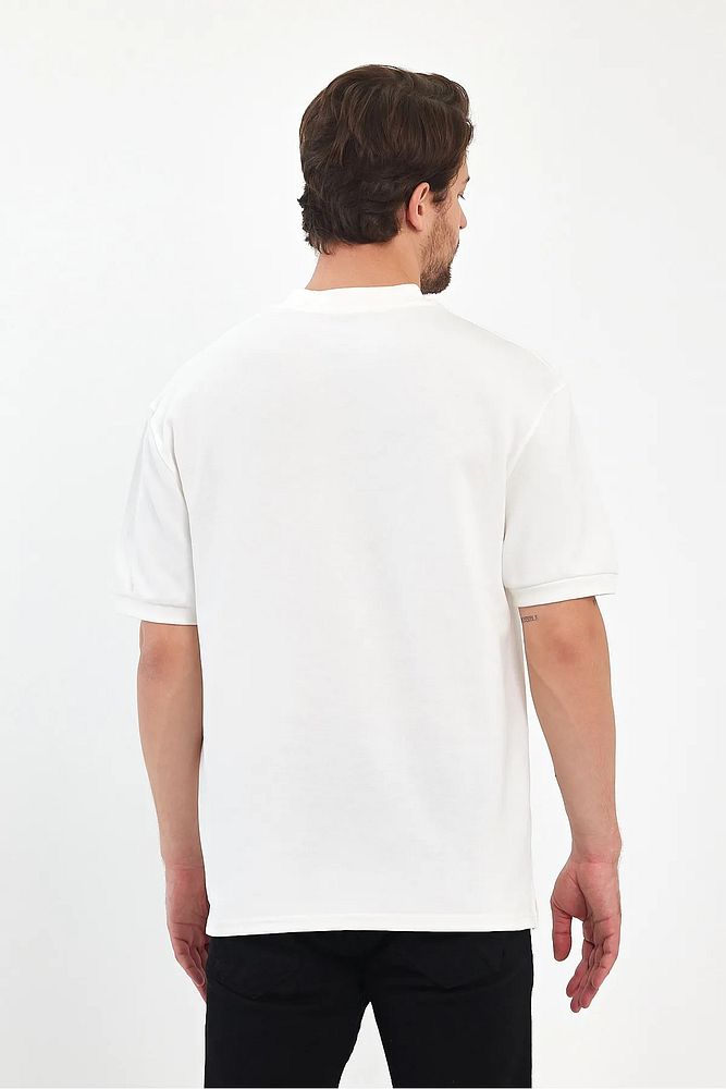 Rodi Jeans Erkek Bisiklet Yaka Garnili İki İplik % 100 Pamuk Cotton Oversize T-Shirt