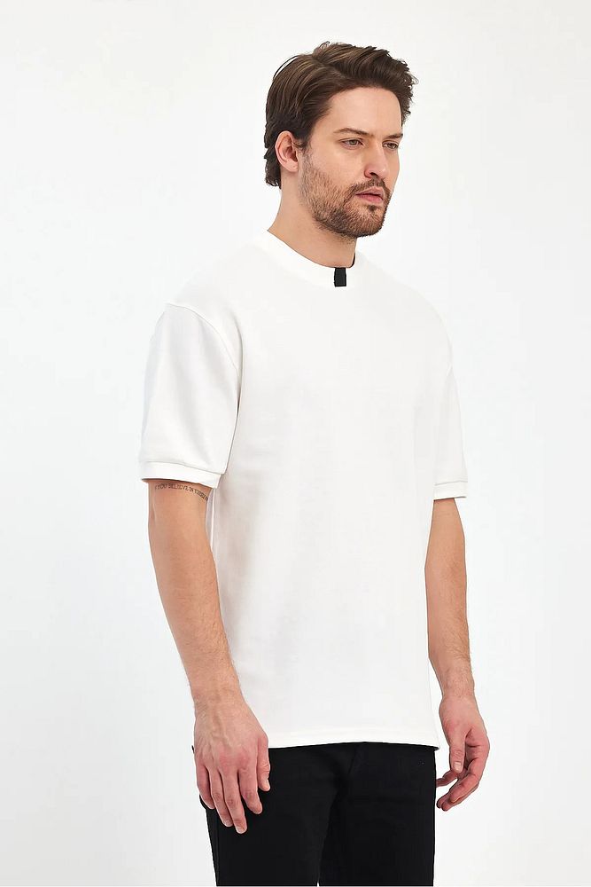 Rodi Jeans Erkek Bisiklet Yaka Garnili İki İplik % 100 Pamuk Cotton Oversize T-Shirt