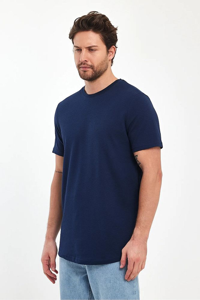 Rodi Jeans Erkek Bisiklet Yaka Rahat Kalıp Ottoman Dokuma Pamuklu T-shirt