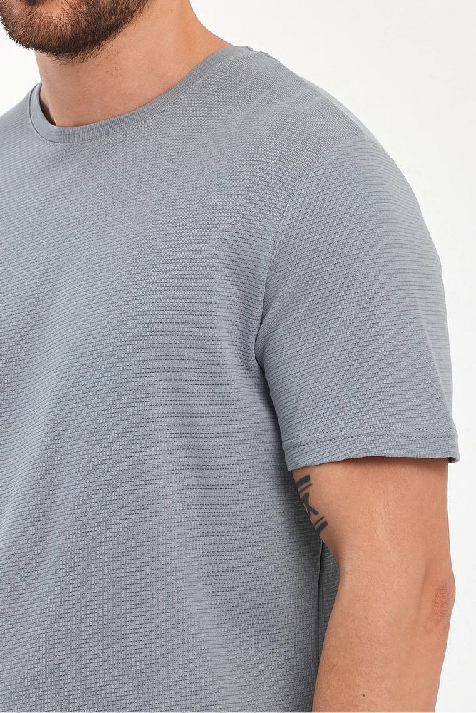 Rodi Jeans Erkek Bisiklet Yaka Rahat Kalıp Ottoman Dokuma Pamuklu T-shirt