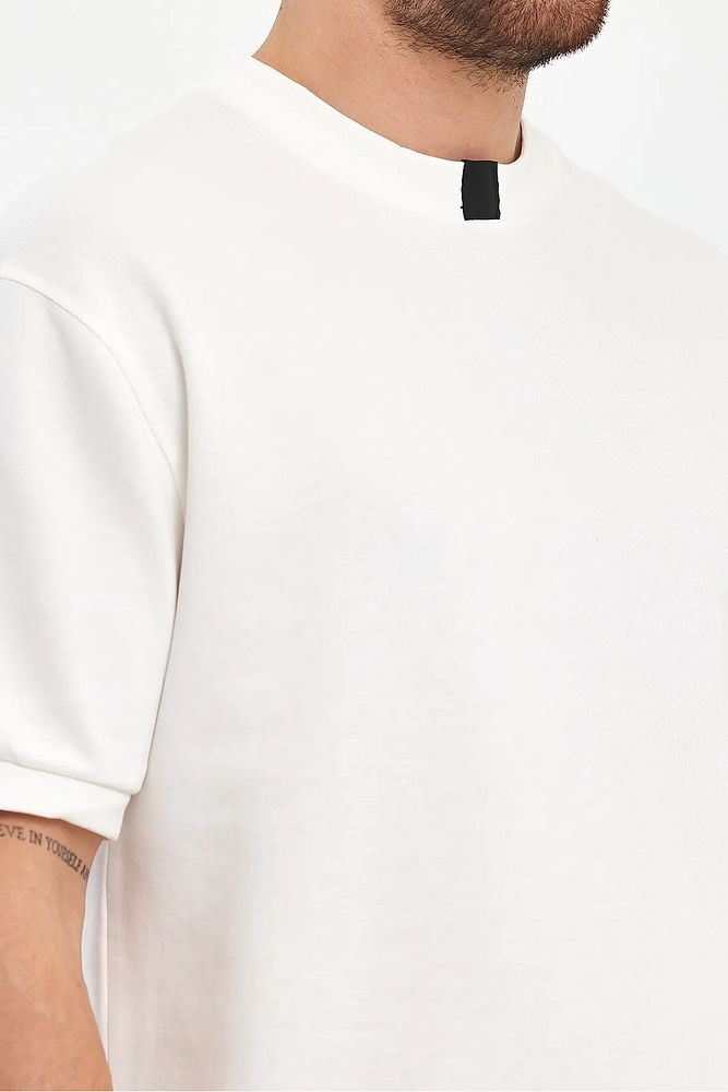 Rodi Jeans Erkek Bisiklet Yaka Garnili İki İplik % 100 Pamuk Cotton Oversize T-Shirt