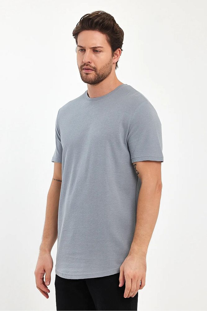 Rodi Jeans Erkek Bisiklet Yaka Rahat Kalıp Ottoman Dokuma Pamuklu T-shirt