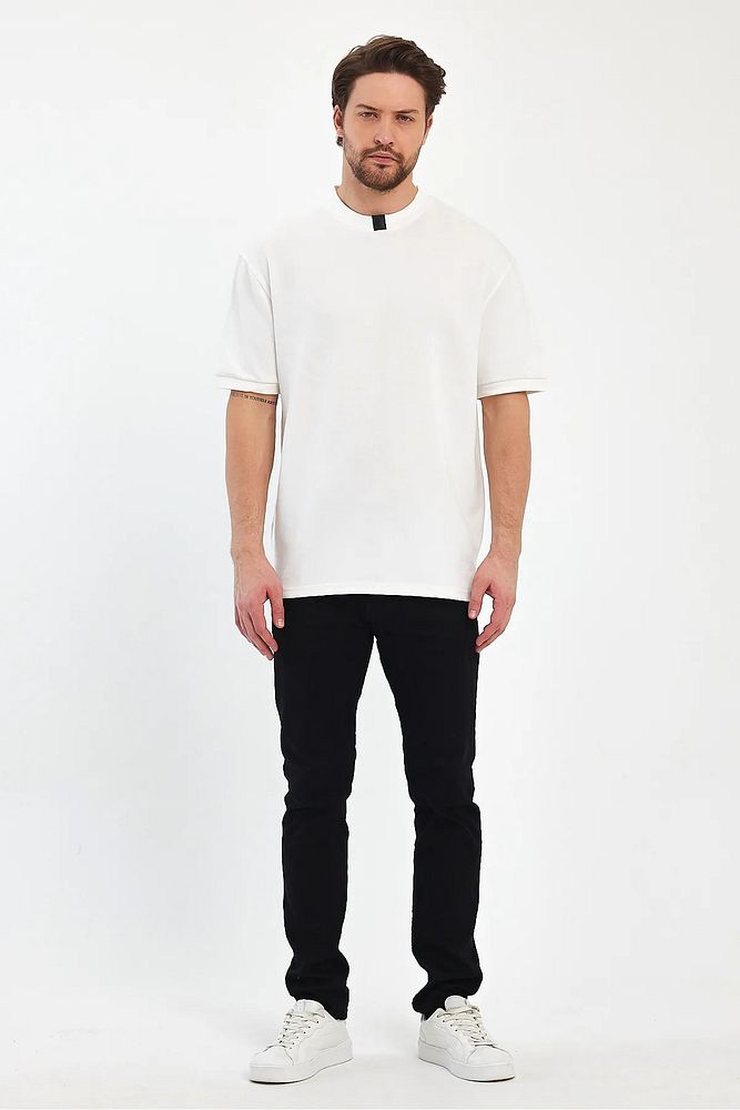 Rodi Jeans Erkek Bisiklet Yaka Garnili İki İplik % 100 Pamuk Cotton Oversize T-Shirt