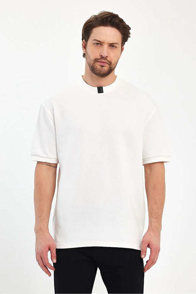 Rodi Jeans Erkek Bisiklet Yaka Garnili İki İplik % 100 Pamuk Cotton Oversize T-Shirt