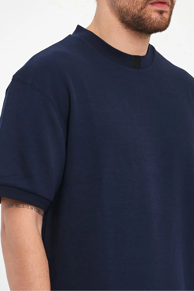 Rodi Jeans Erkek Bisiklet Yaka Garnili İki İplik % 100 Pamuk Cotton Oversize T-Shirt