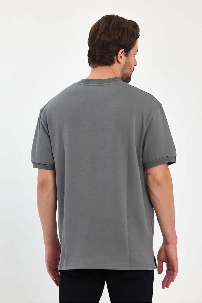 Rodi Jeans Erkek Bisiklet Yaka Garnili İki İplik % 100 Pamuk Cotton Oversize T-Shirt