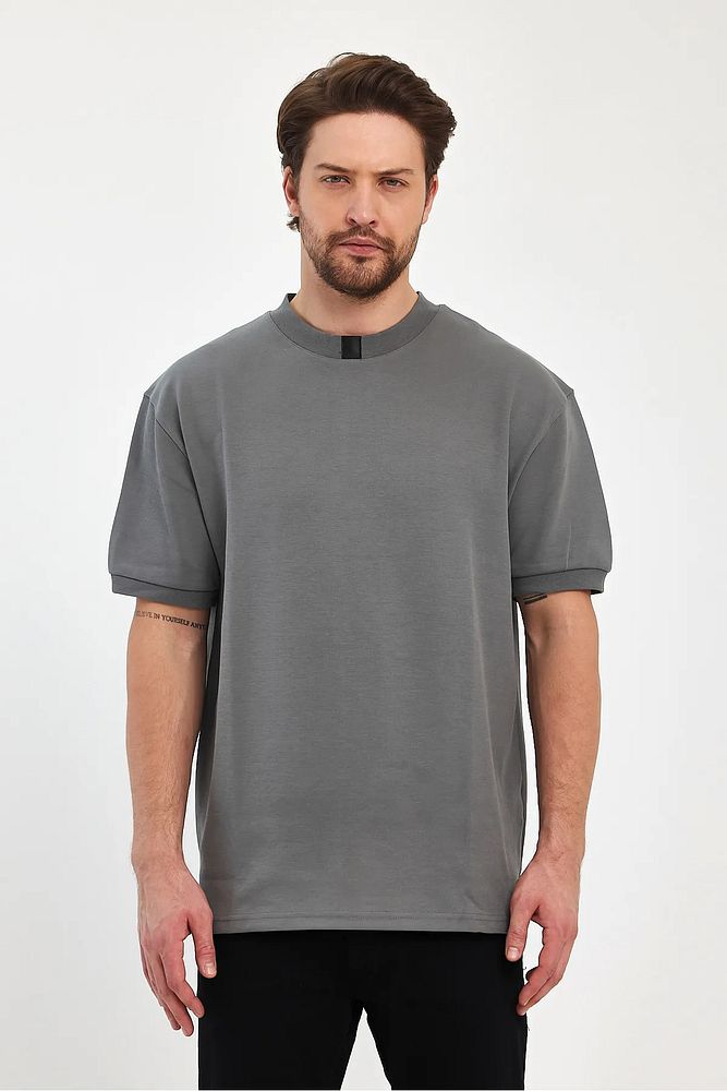 Rodi Jeans Erkek Bisiklet Yaka Garnili İki İplik % 100 Pamuk Cotton Oversize T-Shirt