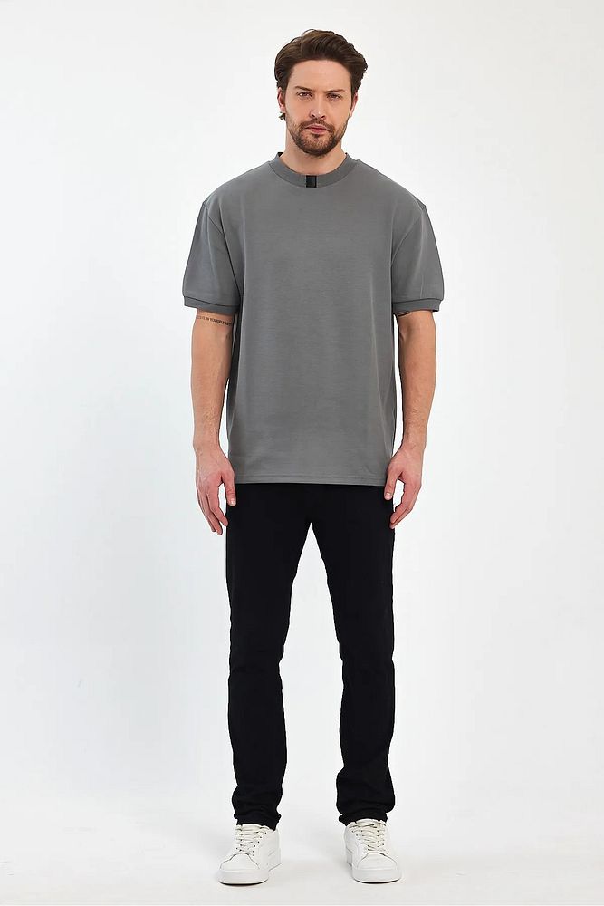 Rodi Jeans Erkek Bisiklet Yaka Garnili İki İplik % 100 Pamuk Cotton Oversize T-Shirt