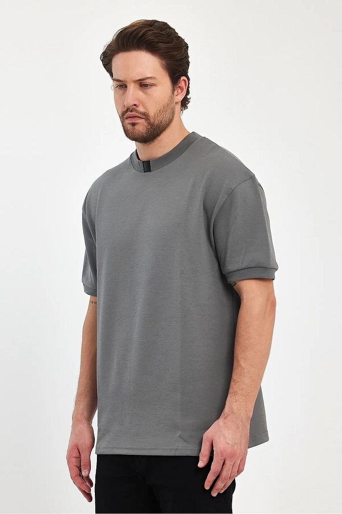 Rodi Jeans Erkek Bisiklet Yaka Garnili İki İplik % 100 Pamuk Cotton Oversize T-Shirt