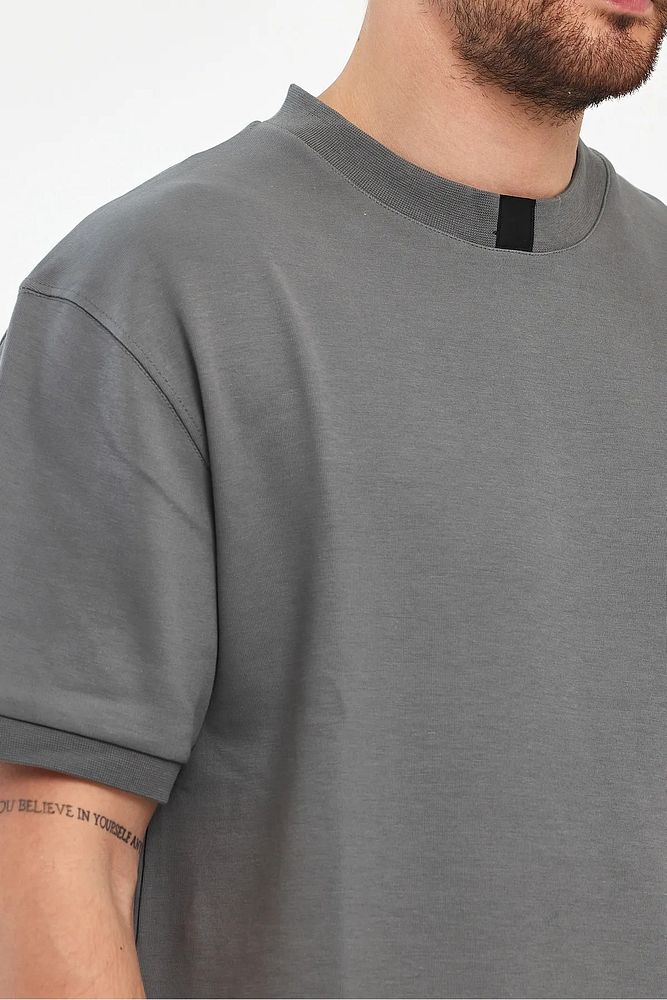 Rodi Jeans Erkek Bisiklet Yaka Garnili İki İplik % 100 Pamuk Cotton Oversize T-Shirt