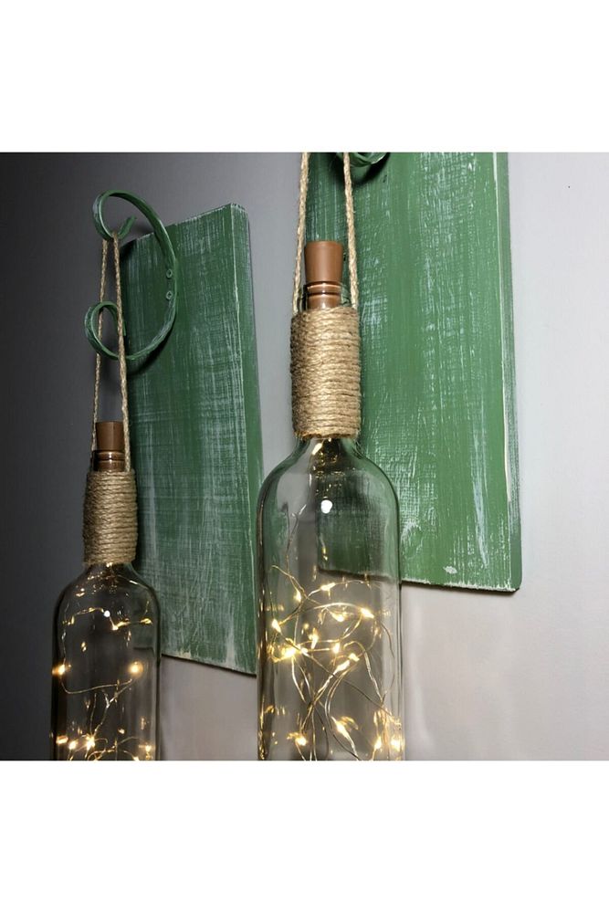 Led Işıklı Fıstık Yeşil Renkli Duvar Aplik 2'li Set