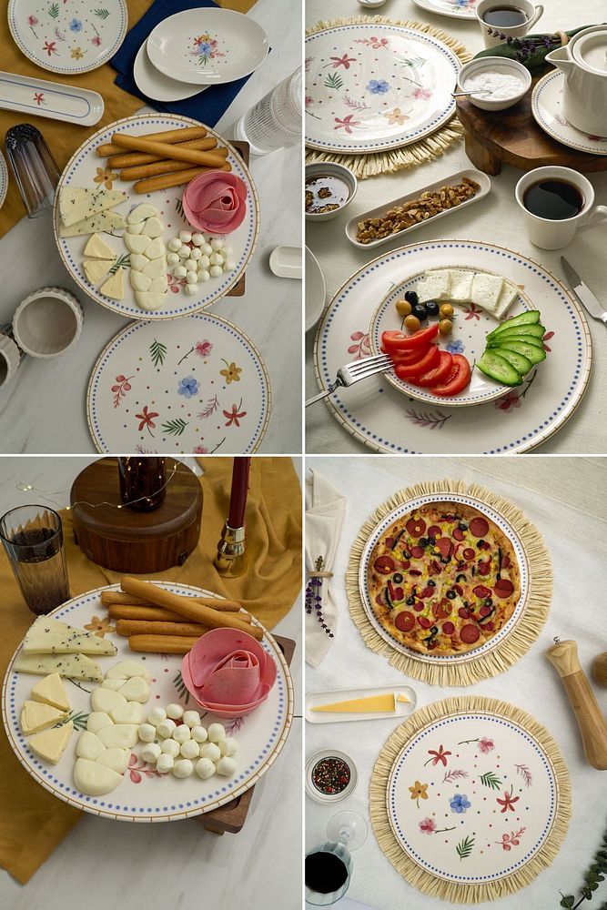 Dalya 32 Cm 2'li Porselen Pizza Ve Servis Tabağı