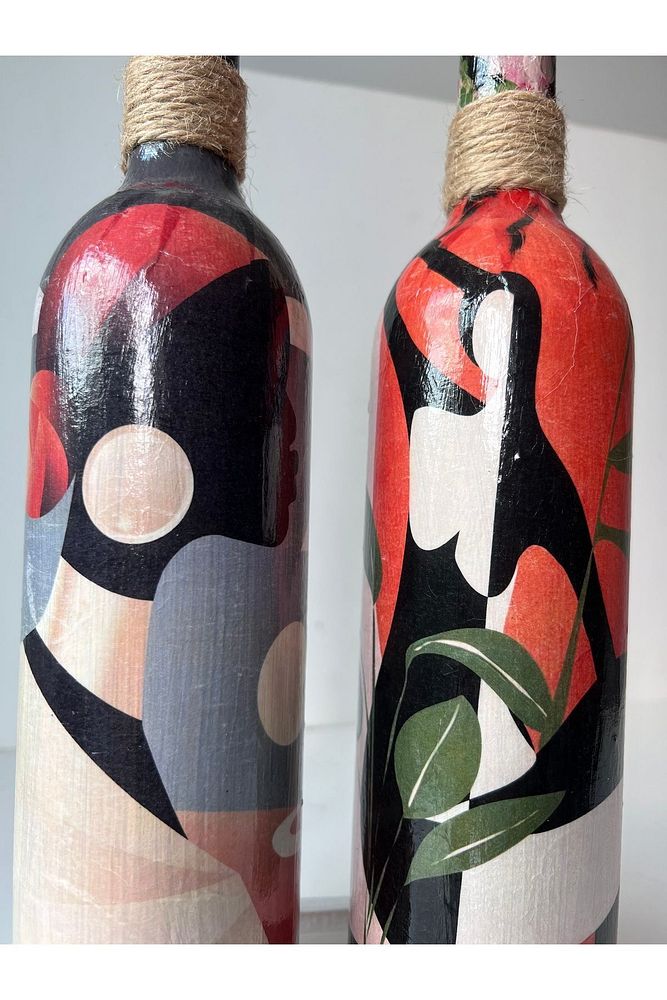 Yerli Kadın Desenli Yağdanlık Seti, Sosluk ve Sirkelik Seti, 750 ml Zeytinyağı Sıvıyağ Şişesi Set