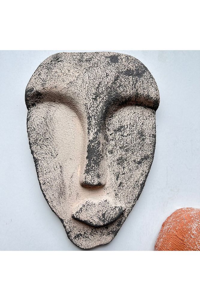 El Yapımı Taş Heykel Soyut Yüz Maske 3'li Set, Duvar Dekor, Modern Ev ve Ofis Dekoru