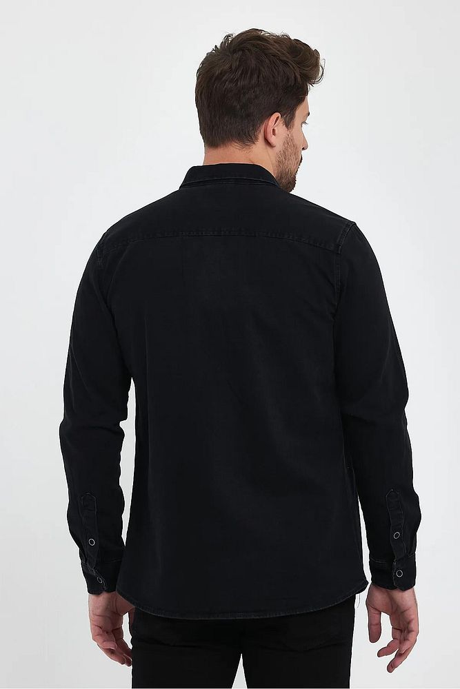 Rodi Jeans Erkek Kapaklı Çift Cepli Önü Düğmeli Slim Fit Kot Gömlek
