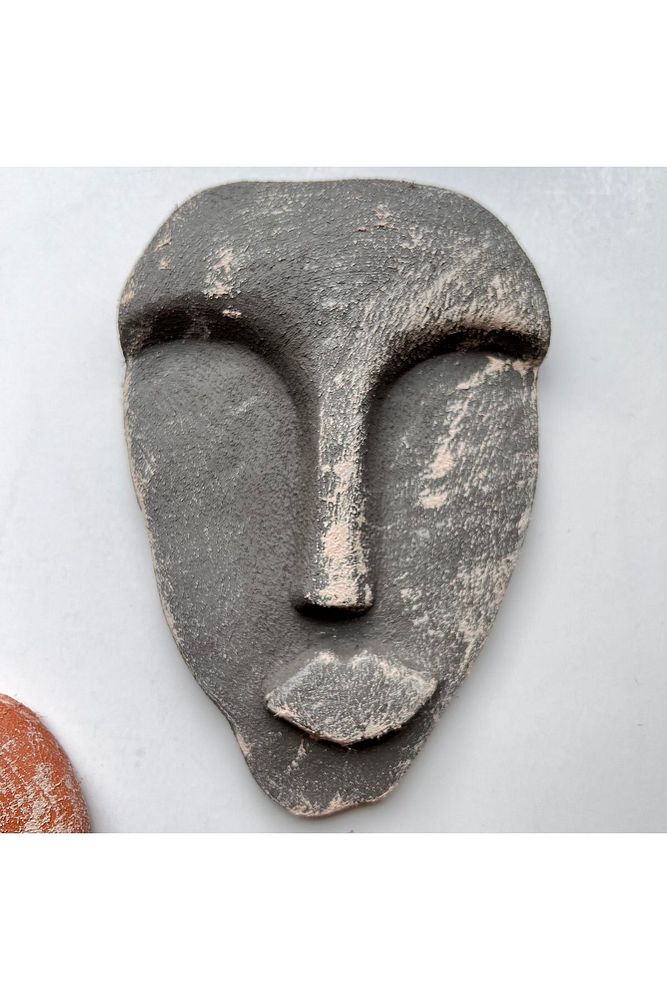 El Yapımı Taş Heykel Soyut Yüz Maske 3'li Set, Duvar Dekor, Modern Ev ve Ofis Dekoru