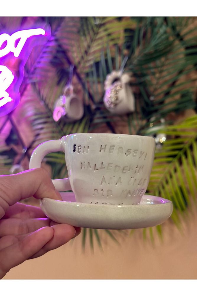 Yazılı Kahve Fincanı Seramik Kupa Mug