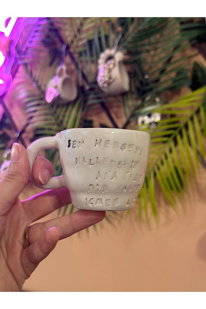 Yazılı Kahve Fincanı Seramik Kupa Mug