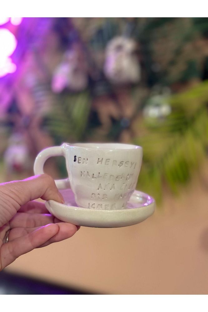 Yazılı Kahve Fincanı Seramik Kupa Mug