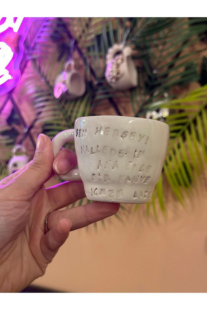 Yazılı Kahve Fincanı Seramik Kupa Mug