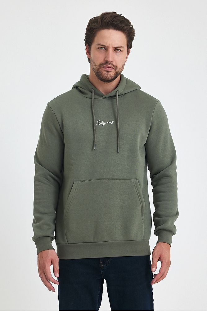 3 İp Şardonlu Kapuşonlu Baskılı Cepli Sweatshirt 5281