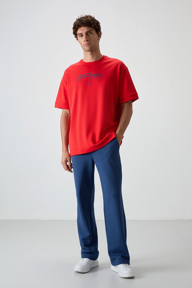 Pamuklu Kalın Yumuşak Dokulu Oversize Fit Baskılı Erkek T-shirt - 88320