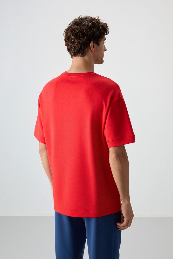 Pamuklu Kalın Yumuşak Dokulu Oversize Fit Baskılı Erkek T-shirt - 88320
