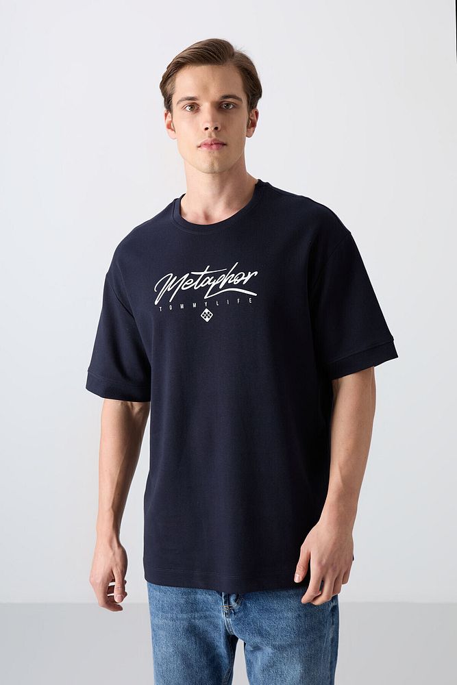 Pamuklu Kalın Yumuşak Dokulu Oversize Fit Baskılı Erkek T-shirt - 88320