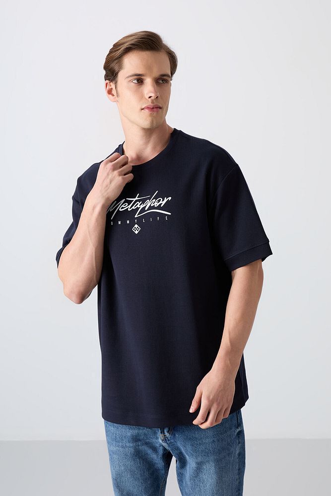 Pamuklu Kalın Yumuşak Dokulu Oversize Fit Baskılı Erkek T-shirt - 88320