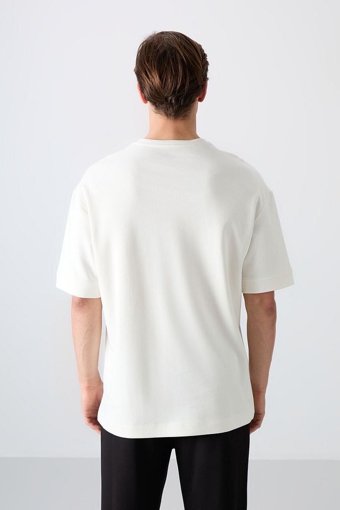 Pamuklu Kalın Yumuşak Dokulu Oversize Fit Baskılı Erkek T-shirt - 88320