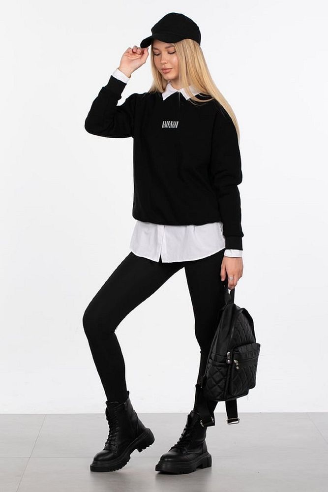 Barrels And Oil Kadın Bisiklet Yaka 3 İp Şardonlu Miami Baskılı Sweatshirt