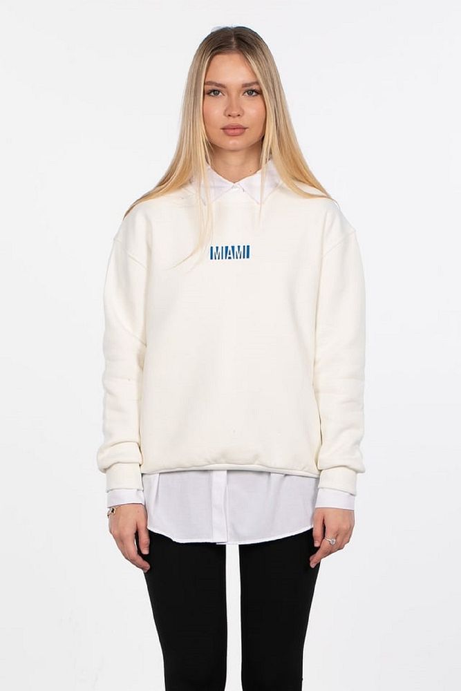 Barrels And Oil Kadın Bisiklet Yaka 3 İp Şardonlu Miami Baskılı Sweatshirt