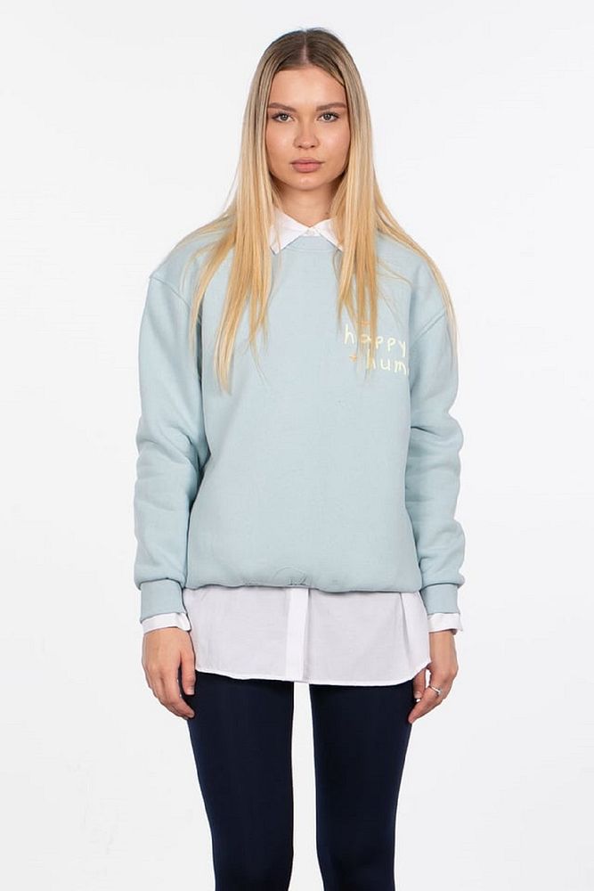 Barrels And Oil Kadın Bisiklet Yaka 3 İplik Şardonlu Happy Human Baskılı Sweatshirt