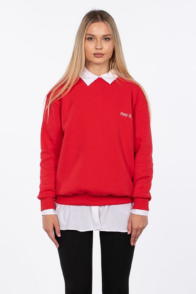 Barrels And Oil Kadın Bisiklet Yaka 3 İplik Şardonlu Reveur De Jour Nakışlı Oversize Sweatshirt